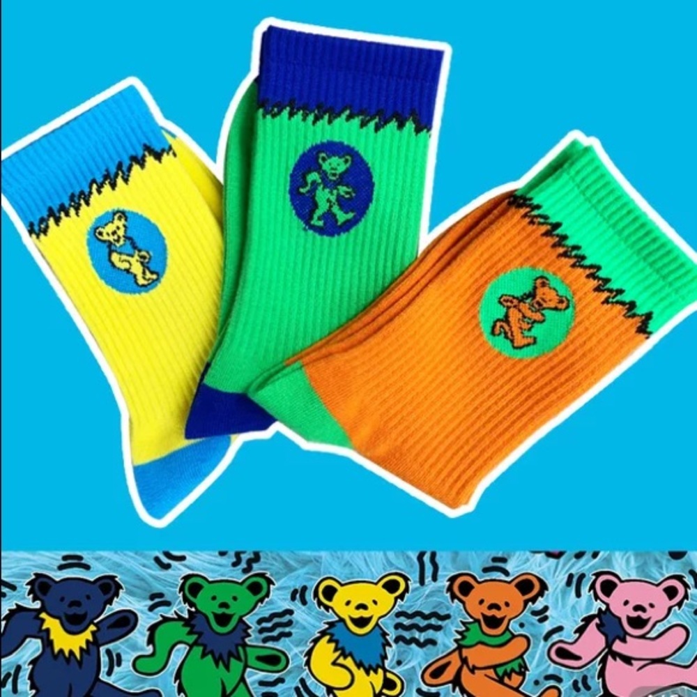🔥Grateful Dead Marching (Dancing) Bears Pink Socks - Picture 2 of 10